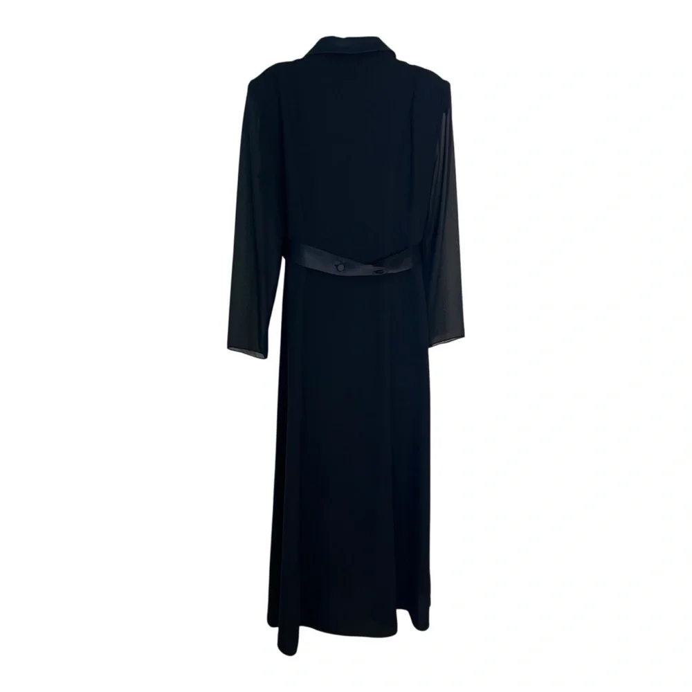 David Warren Luxe In The City Black Tuxedo Button Front Midi Coat Dress 90’s